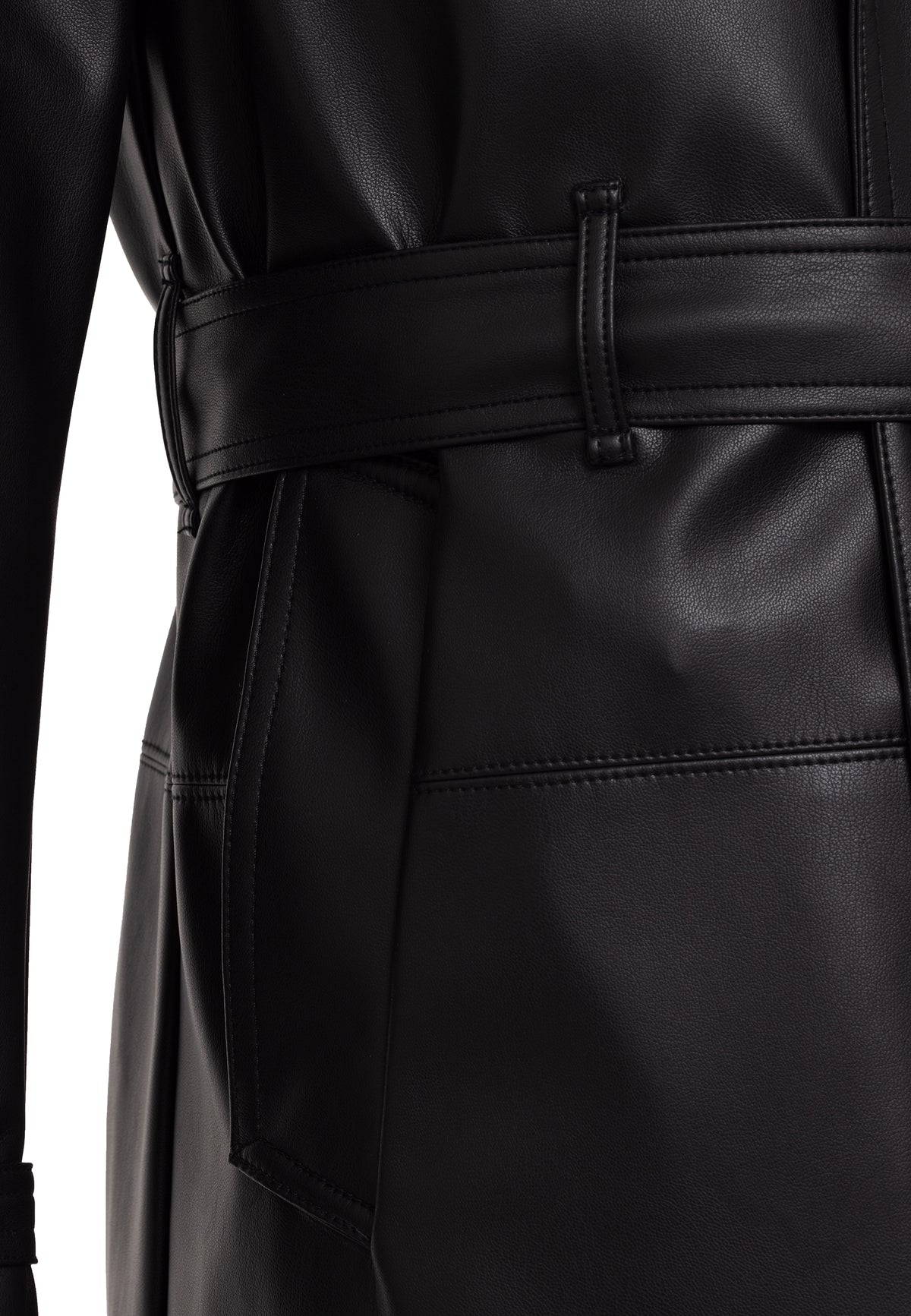 Kunstleder Trenchcoat Schwarz / 2XL