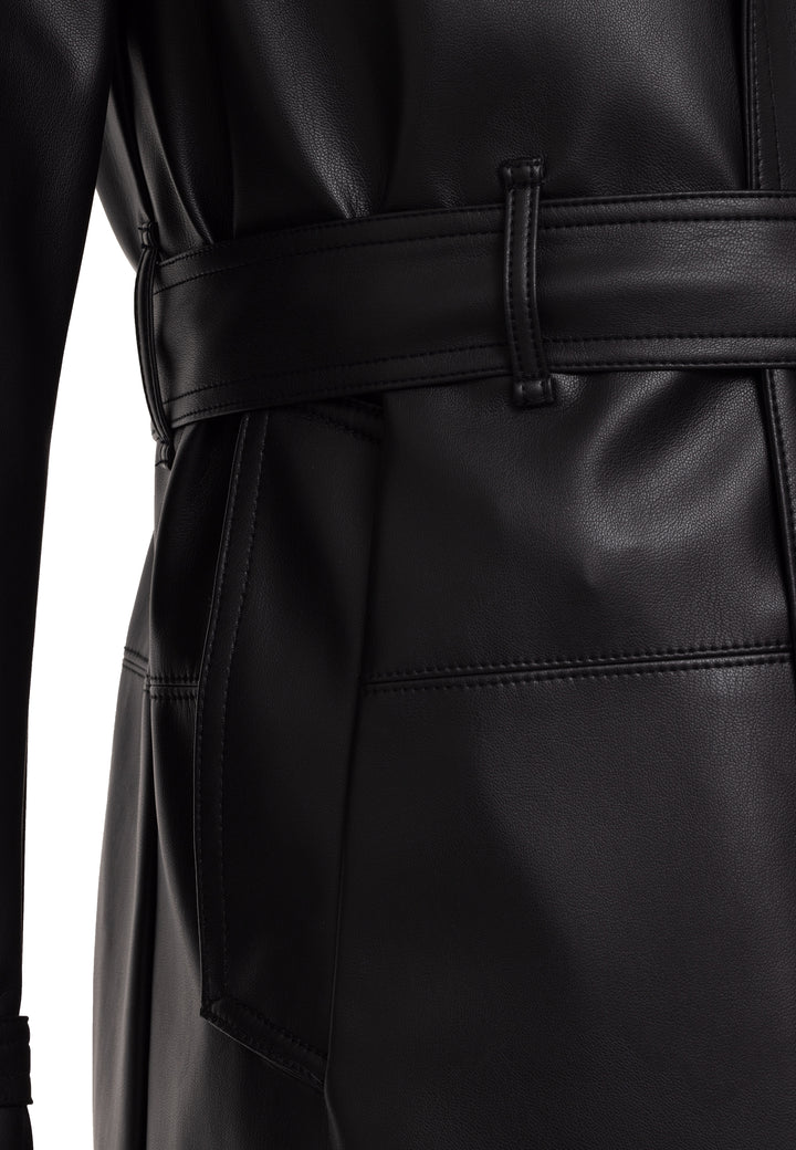Kunstleder Trenchcoat Schwarz / 2XL