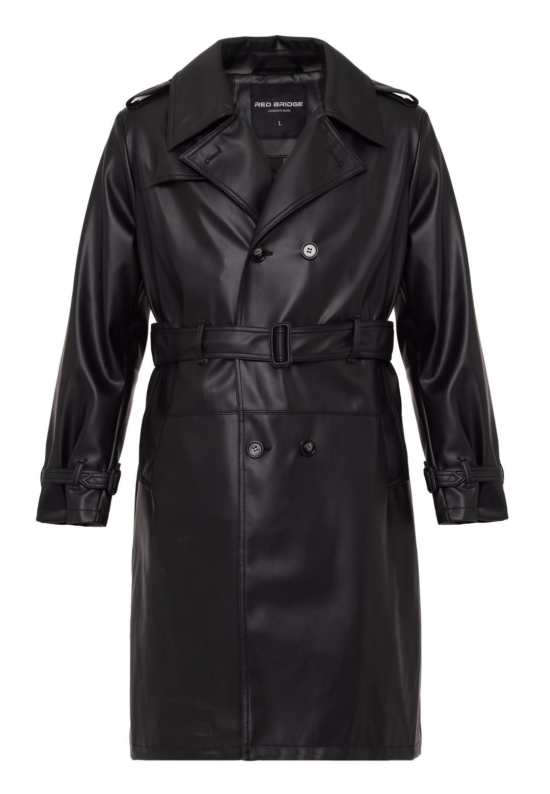 Kunstleder Trenchcoat Schwarz / 2XL