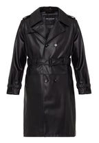 Kunstleder Trenchcoat Schwarz / 2XL