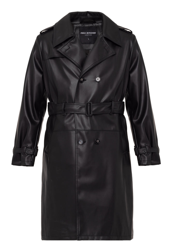 Kunstleder Trenchcoat Schwarz / 2XL